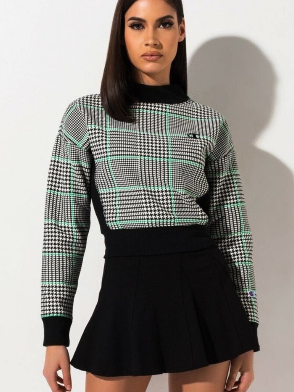 Champion Reverse Weave Houndstooth Fleece Lined Pullover M